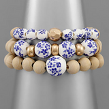 Wood & Ceramic Beads Bracelets