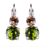 Medium Double Stone Leverback Earrings "Evergreen" - Rhodium