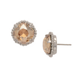 Dark Champagne Cushion-Cut Solitaire Stud Earrings