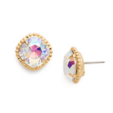 Crystal Aurora Borealis Cushion-Cut Solitaire Stud Earrings