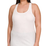 White Curvy Racer Back Tank