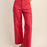 Raspberry Ankle Cropped Pants