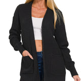 Black Waffle Cardigan