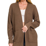 Brown Waffle Cardigan