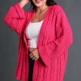 Magenta Folded Sleeve Cardigan