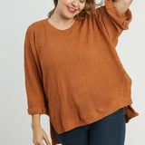 Cozy Camel Waffle Knit Top