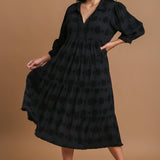 Plus Black Dotted Midi Dress