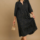 Plus Black Floral Midi Dress