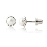 Sterling Silver Child's Freshwater Pearl Screw Back Earrings