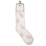 Women's Bunny Snuggle Socks   White/Pink   One Size