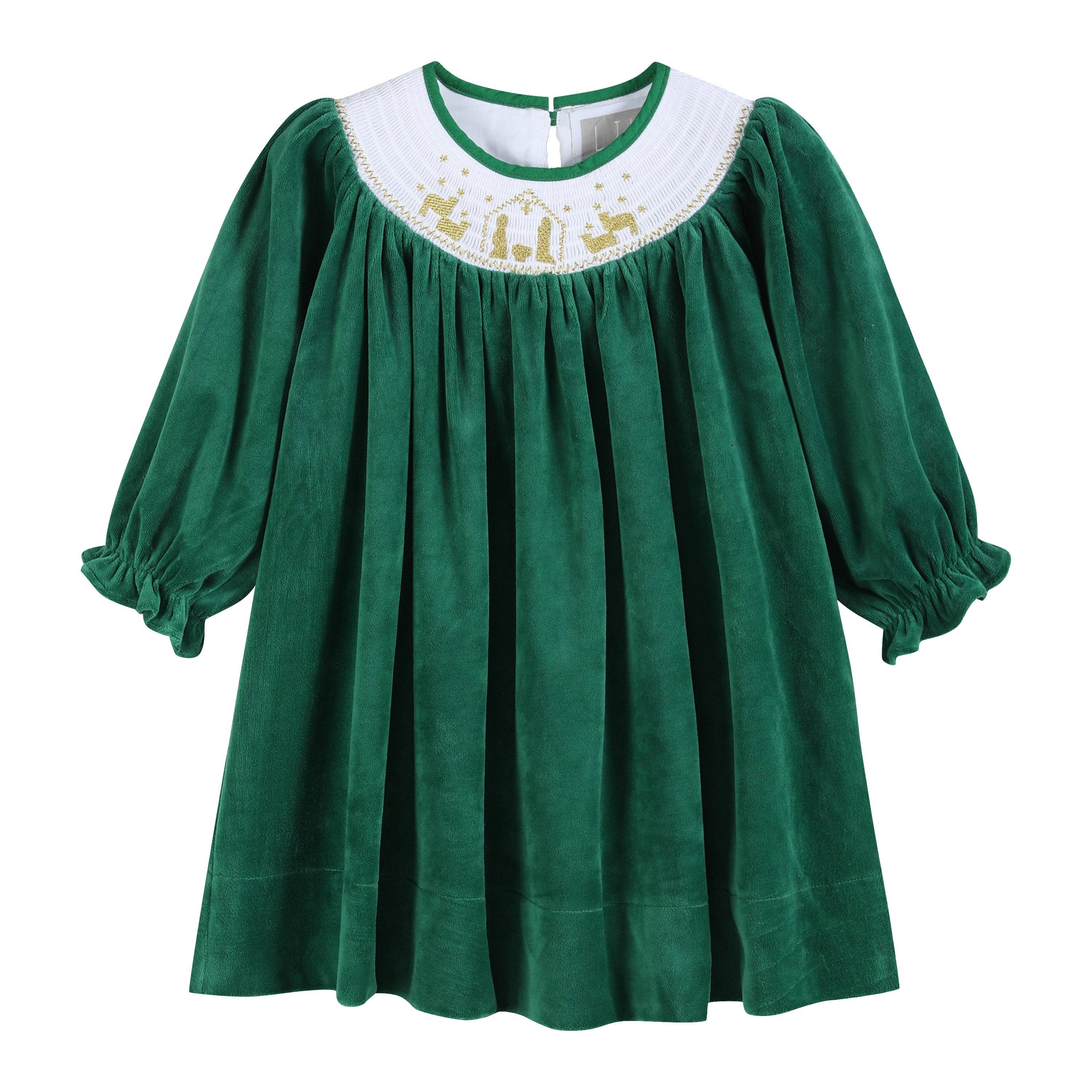 Christmas Dress Smocked Lil Cactus Baby Dress Green Velvet Nativity Smocked Dress 3T, Outfit, Cotton Christmas Dress Smocked Lil Cactus Baby Dress Green Velvet Nativity Smocked Dress 3T, Outfit, Cotton