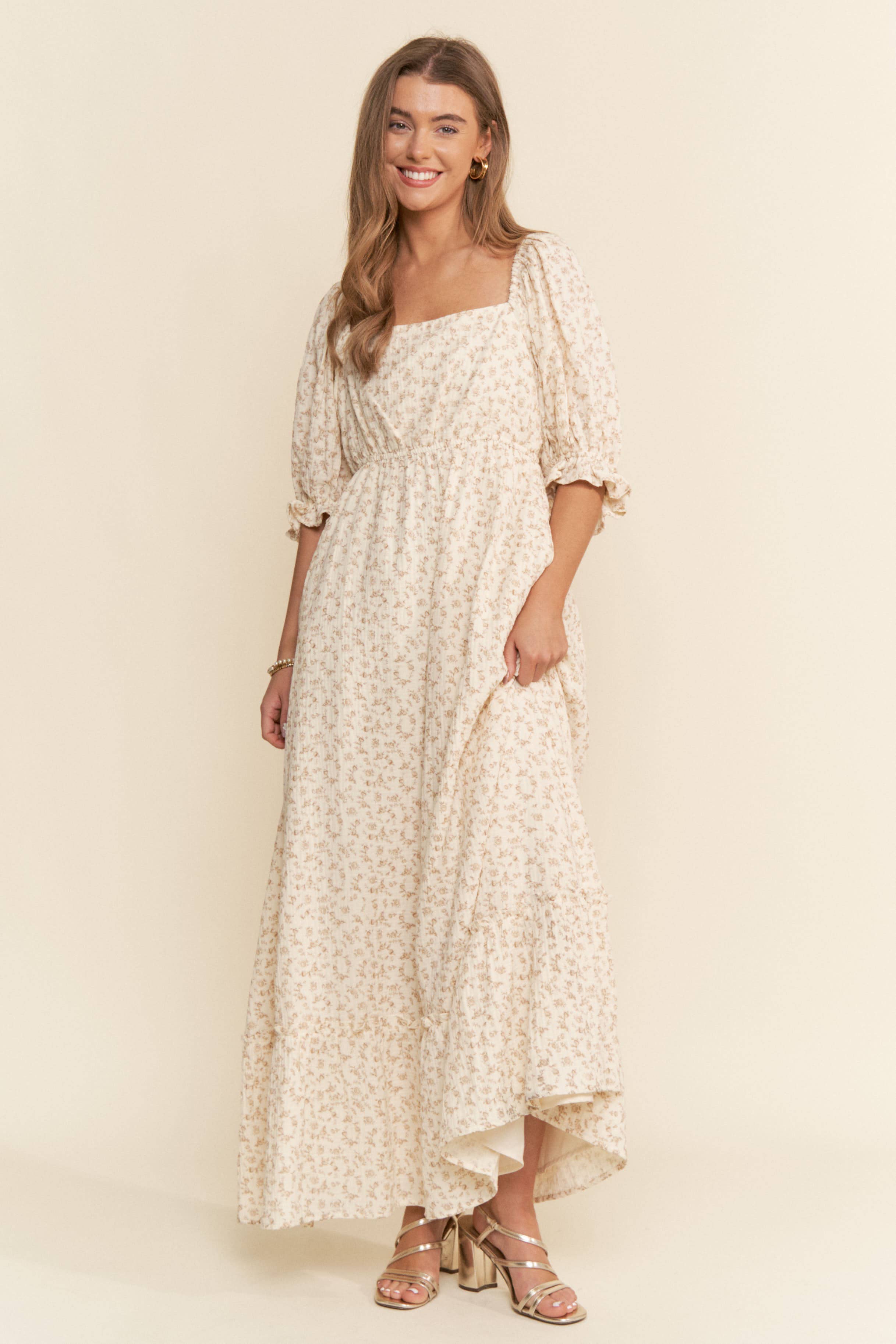 Floral Square Neck Maxi Dress Floral Square Neck Maxi Dress