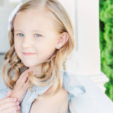 Sterling Silver Huggie CZ Hoop Earrings for Babies and Kids: Clear / 13mm