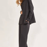 Black Tunic Top + Straight Pants Travel Modal Set