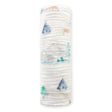 Watercolor Mountains & Trees Muslin Swaddle Blanket