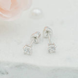 Sterling Silver Clear CZ Stud Earrings