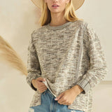 Plus Heathered Jacquard Fabric Pullover Sweater
