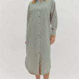 Textured Stripe Midi Shirt Dress