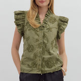 Wildflower Whisper Appliqué Top – Olive