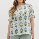 Garden Window Smocked Sleeve Top – Curvy