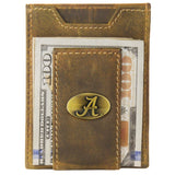 Alabama Crimson Tide Vintage Tan Leather Magnetic Front Pocket Wallet
