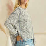 Plus Heathered Jacquard Fabric Pullover Sweater