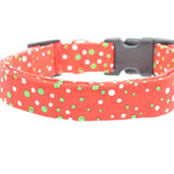 XS Red and Green Polka Dot  Dog Collar
