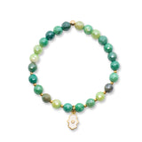 I Am Abundant -Green Opal & Hamsa Hand in Gold: L
