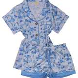 Simply Southern Blue Floral Silk Pajama Set