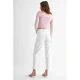 Mica Denim High Rise Wide Leg Crop Jeans – White