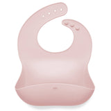 Pink Silicone Baby Bib Roll Up & Stay Closed