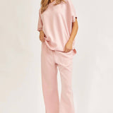 Curvy Blush Poncho Top + Bell Bottom Modal Set