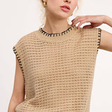 Crochet Knit Stitching Sleeveless Sweater