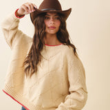 3339GK Diamond Knit Pullover Sweater: Light Heather Gray / Contemporary / S