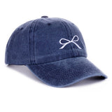Navy Bow Embroidered Hat