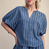 Indigo Stripe Dolman Sleeve Top