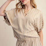 Taupe Stripe Dolman Sleeve Top