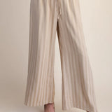 Taupe Stripe Wide Leg Pants