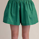 Green Dot Print High Waist Shorts