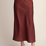 Sienna & Brown Stripe Satin Midi Skirt
