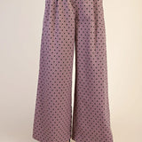 Mauve Polka Dot High Waist Wide Leg Pants