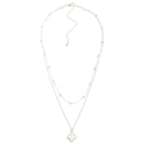Layered Chain Link Necklace with a Clover Pendant