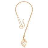 Long Gold Chain Necklace with Layered Geometric Pendant