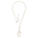 Long Silver Chain Necklace with Layered Geometric Pendant