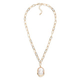 Paperclip Chain Necklace with Pearl Pendant