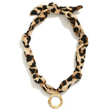 Leopard Bandana Necklace with Gold Textured Circle Pendant