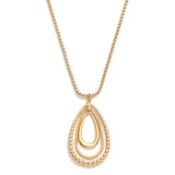 Gold Snake Chain Necklace with Teardrop Beaded Pendant