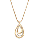 Two-Tone Snake Chain Necklace with Teardrop Beaded Pendant