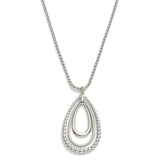 Silver Snake Chain Necklace with Teardrop Beaded Pendant