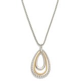 Two-Tone Silver and Gold Snake Chain Necklace with Teardrop Beaded Pendant